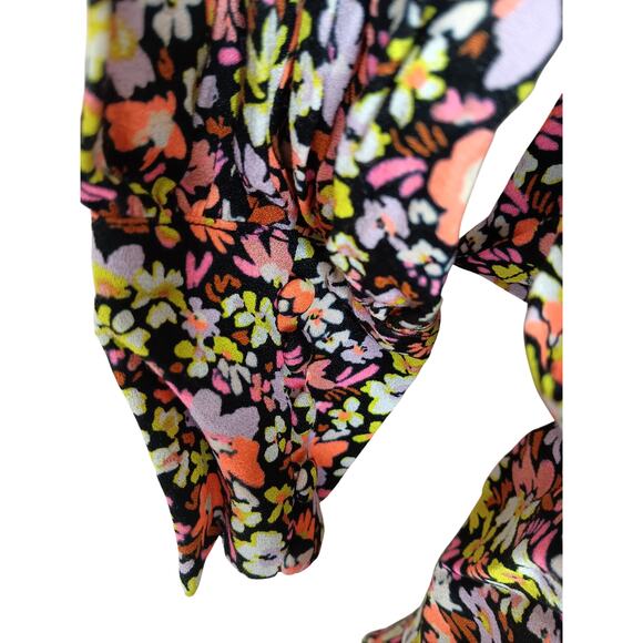 AFRM Womens Crepe Tiered Fit & Flare Mini Dress XS Noir Wildflower Floral NWT - Picture 10 of 15